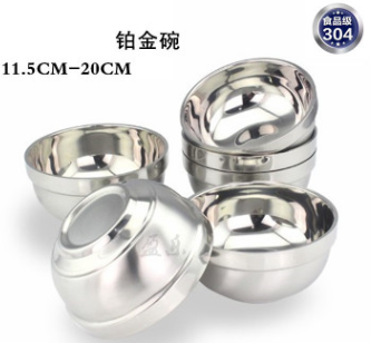 鉑金碗（內(nèi)外304） 不銹鋼雙層隔熱碗 雙層不銹鋼碗(QQ)